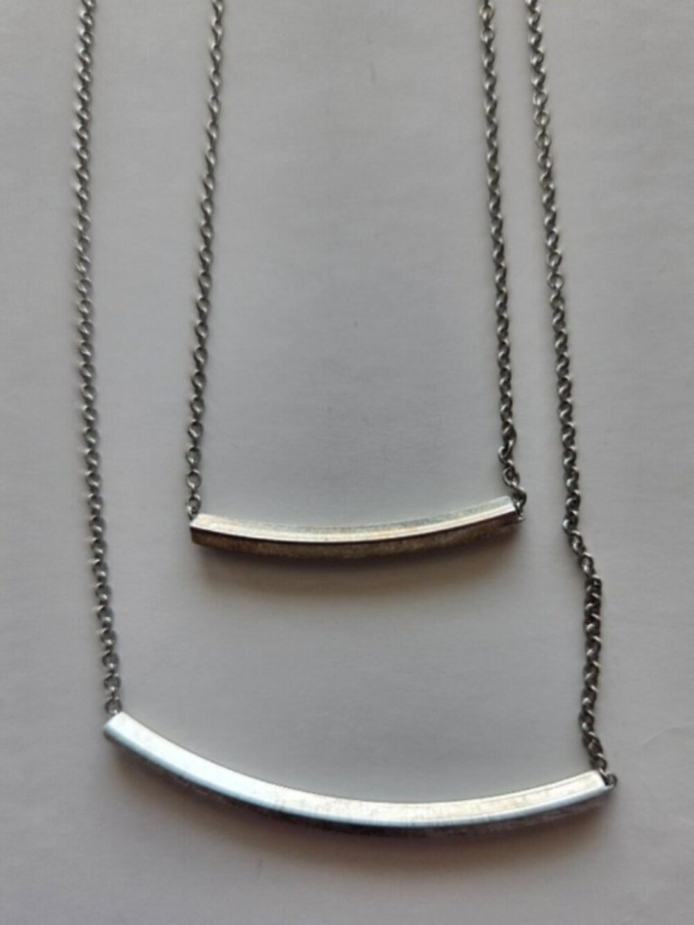 Stitch Fix Layered Silver Curved Bar Necklace | Minimalist Modern Jewelry